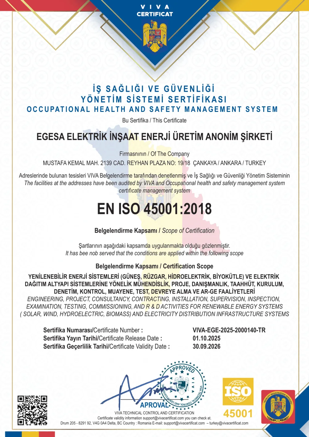 ISO 45001:2018 Sistem upravljanja bezbednošću i zdravljem na radu sertifikası