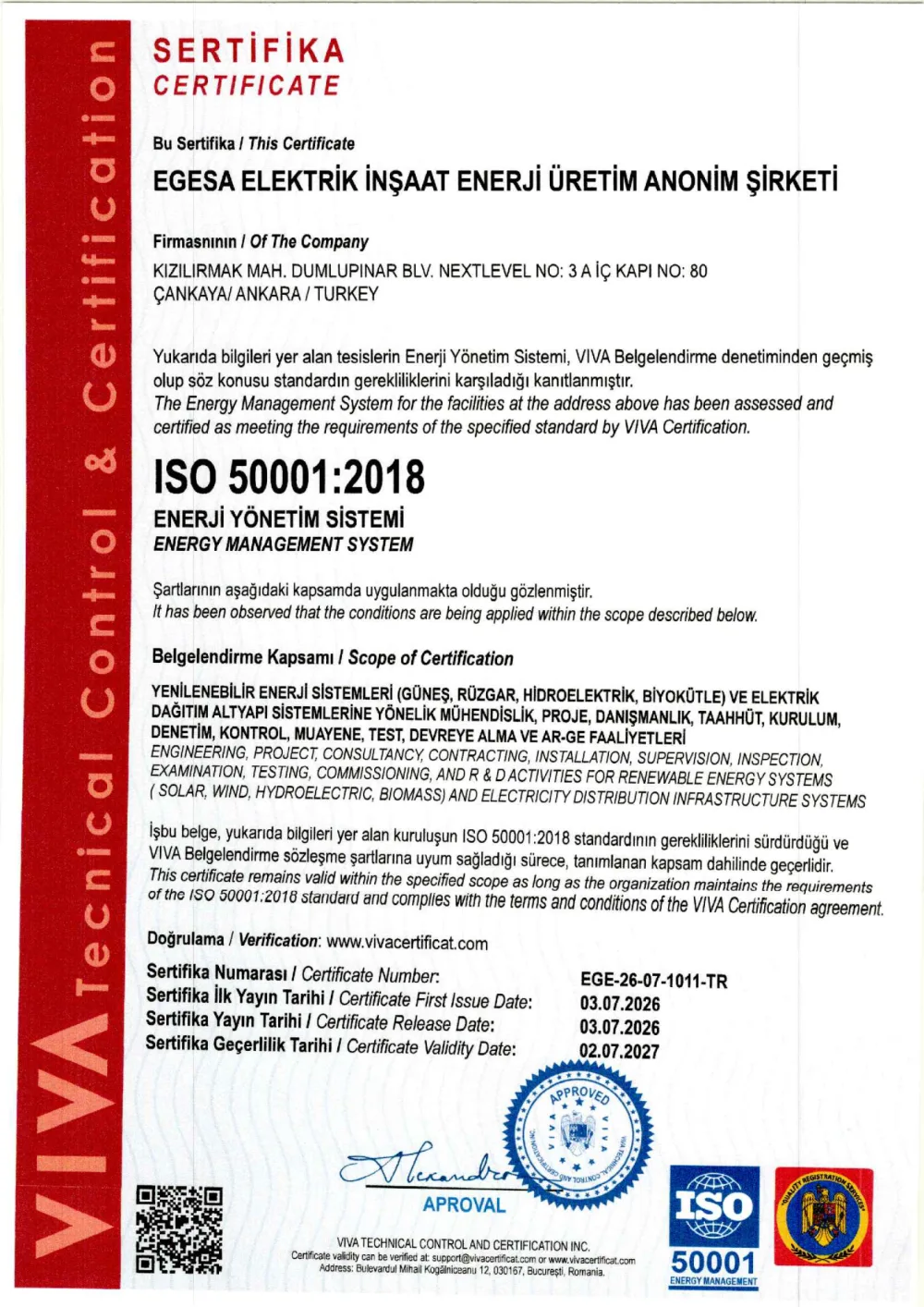 ISO 50001:2018 Sistem upravljanja energijom sertifikası